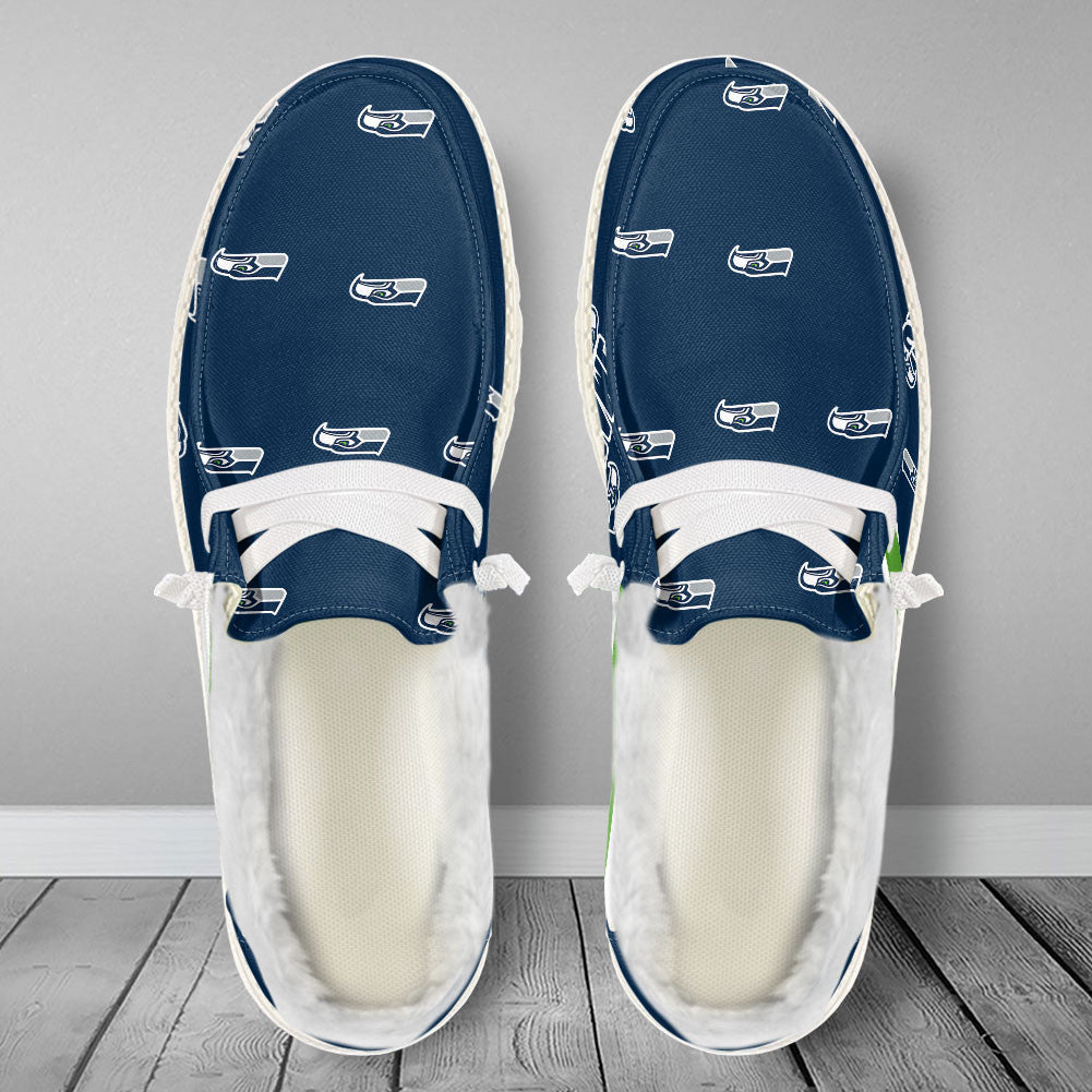 Healalio Seattle seahawks Lace Up Loafers Fur Lining 2026