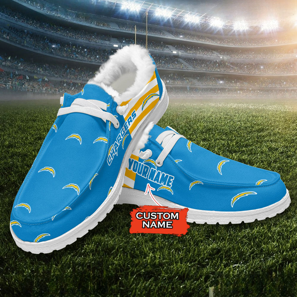 Healalio Los Angeles Chargers Lace Up Loafers Fur Lining 2026