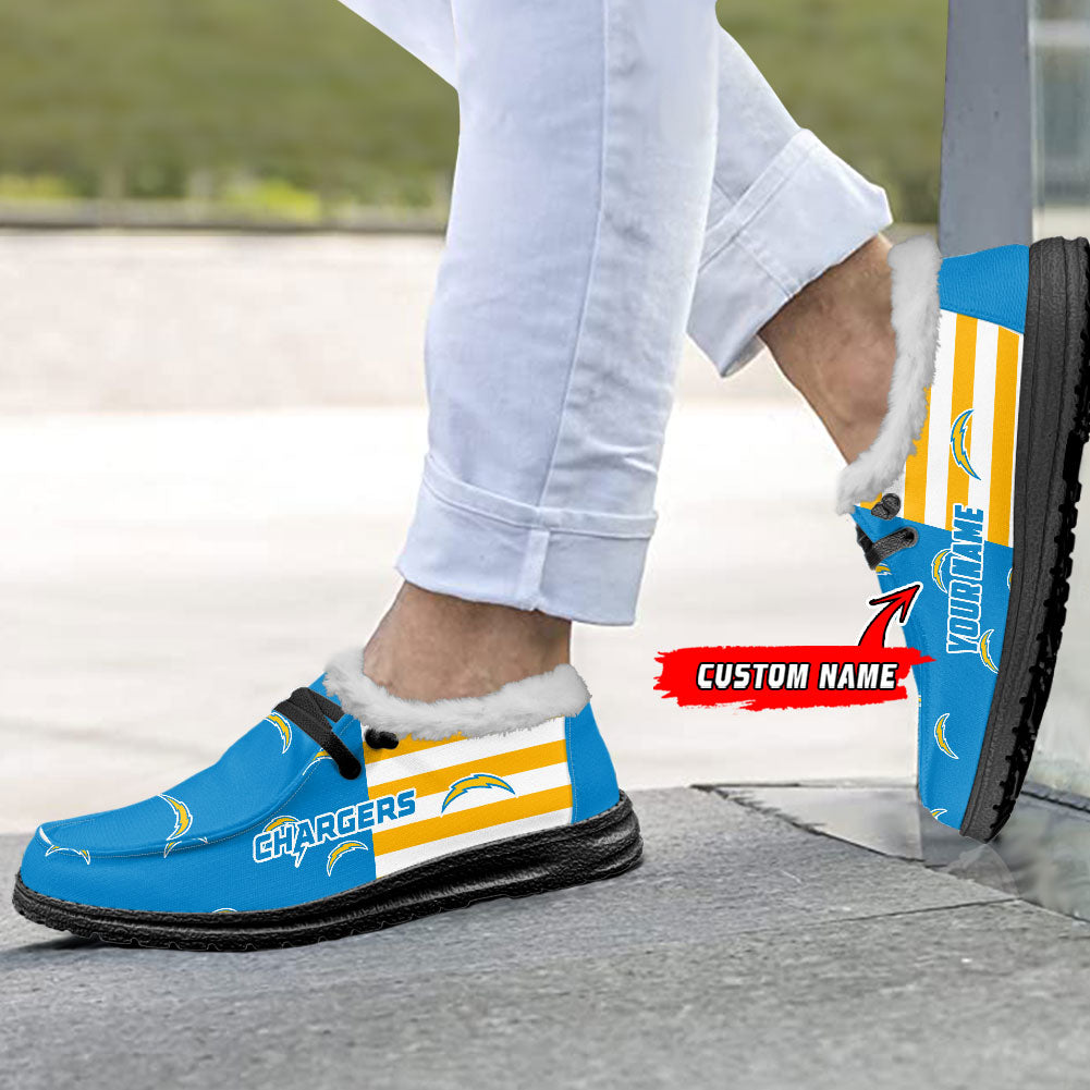 Healalio Los Angeles Chargers Lace Up Loafers Fur Lining 2026