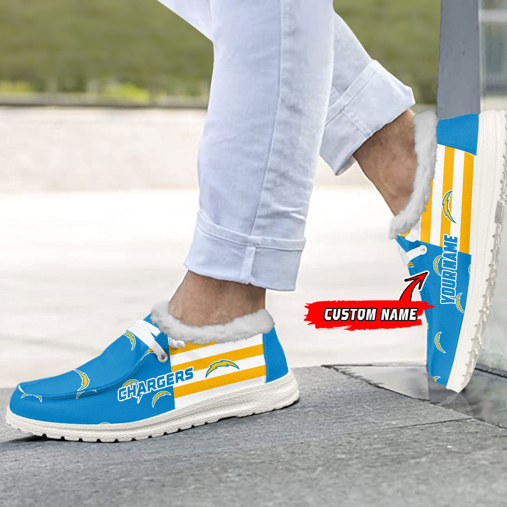 Healalio Los Angeles Chargers Lace Up Loafers Fur Lining 2026