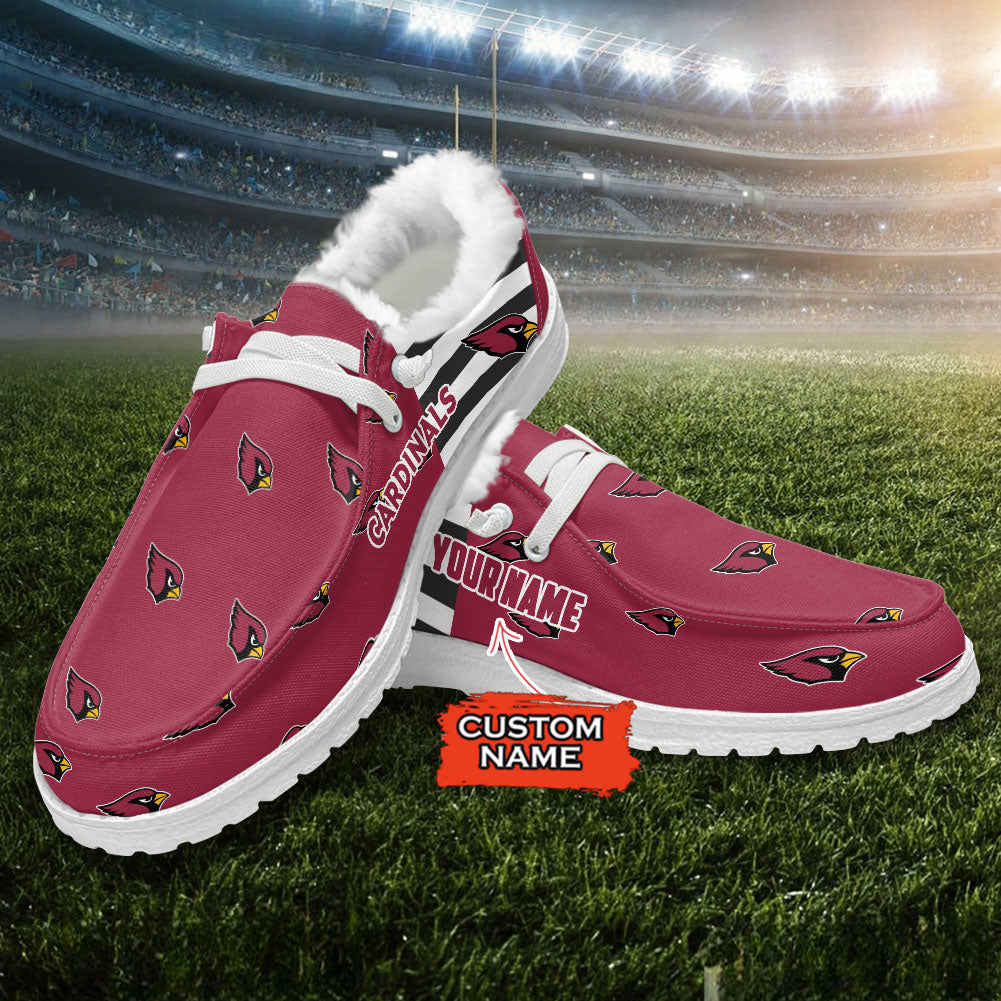 Healalio Arizona Cardinals Lace Up Loafers Fur Lining 2026