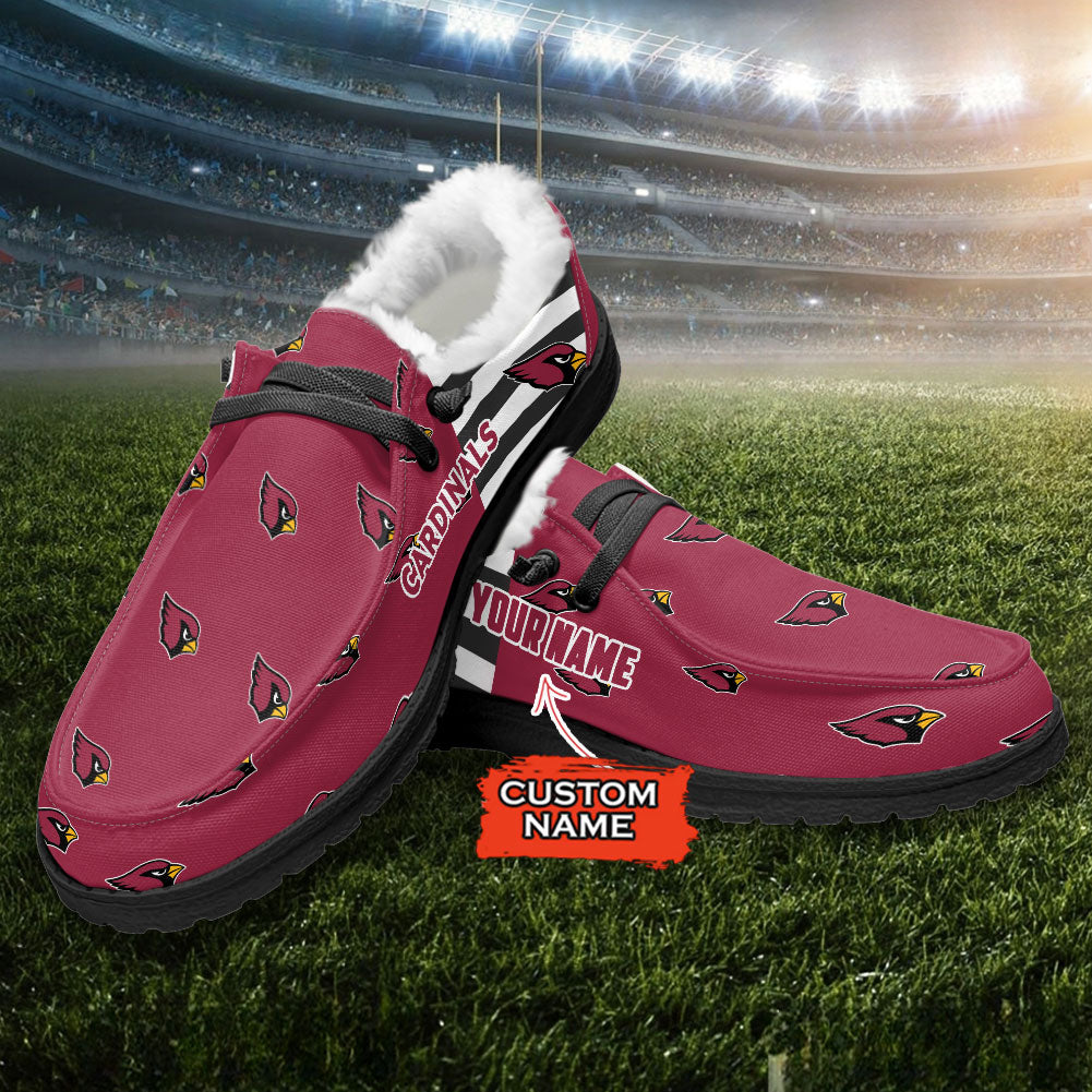Healalio Arizona Cardinals Lace Up Loafers Fur Lining 2026