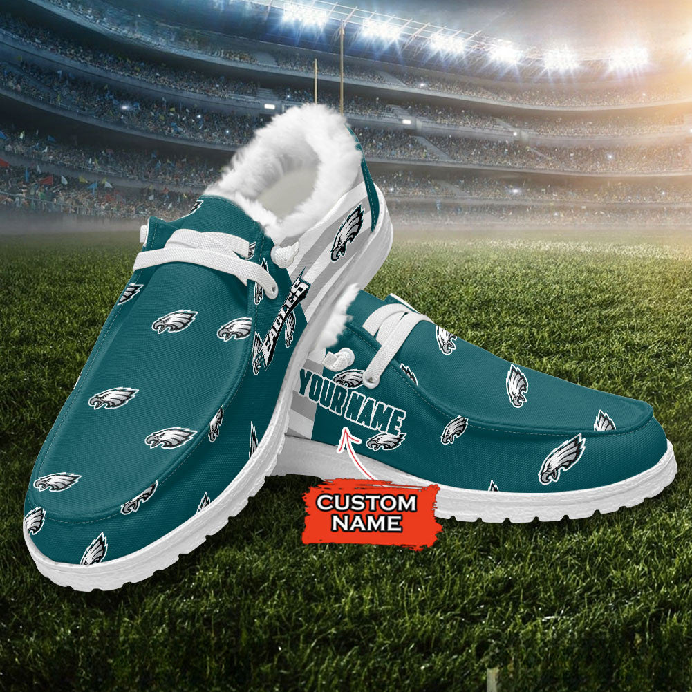 Healalio Philadelphia Eagles Lace Up Loafers Fur Lining 2026