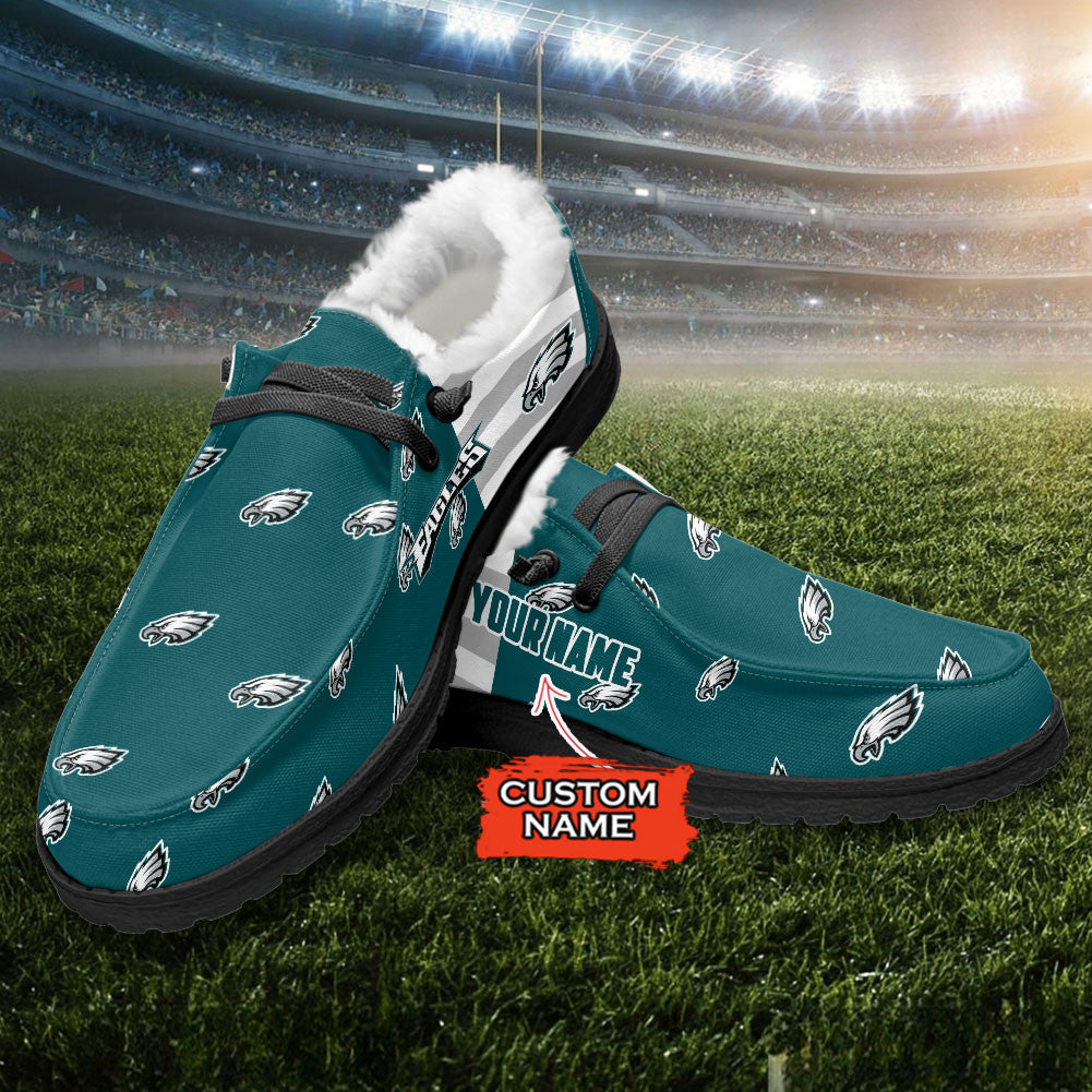 Healalio Philadelphia Eagles Lace Up Loafers Fur Lining 2026