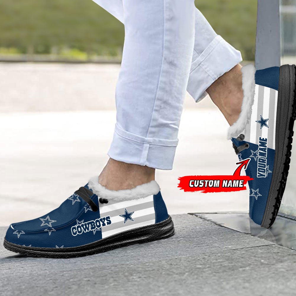 Healalio Dallas Cowboys Lace Up Loafers Fur Lining 2026