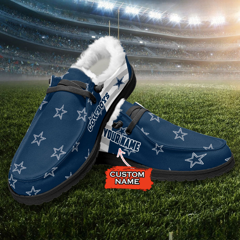 Healalio Dallas Cowboys Lace Up Loafers Fur Lining 2026