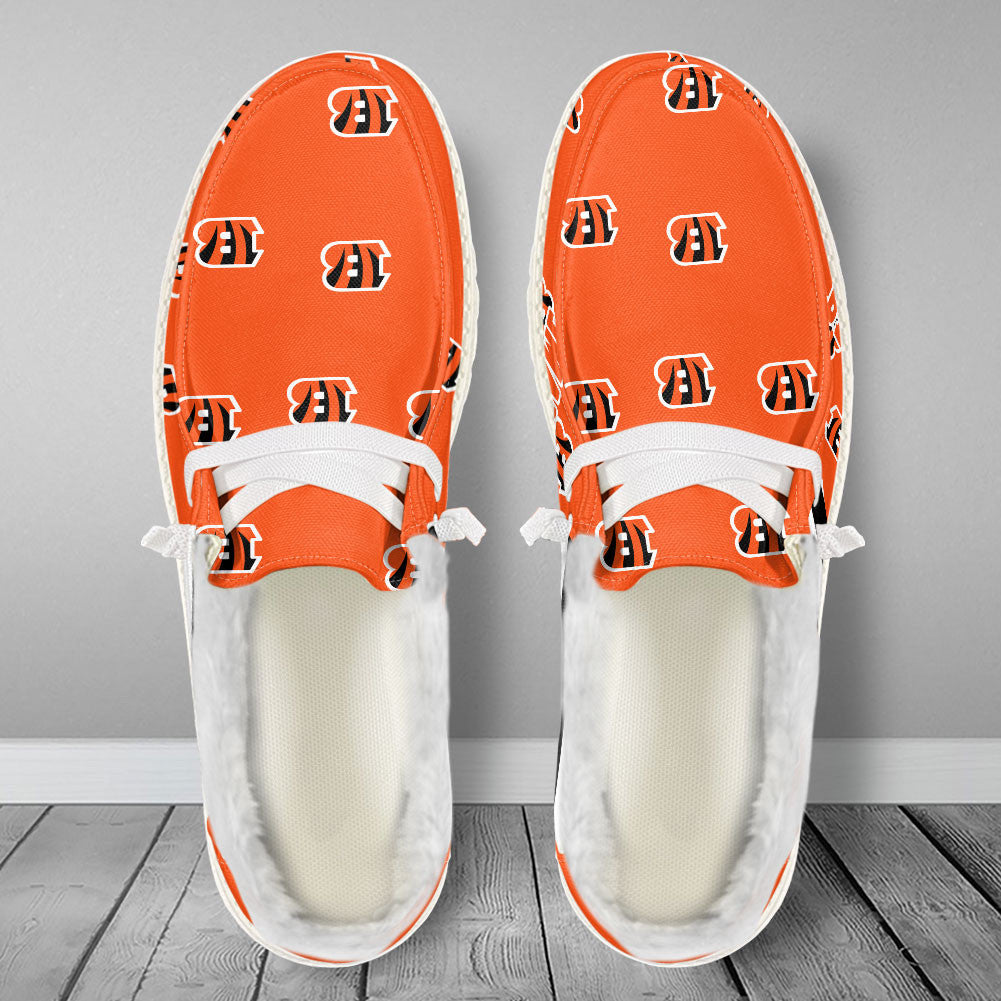 Healalio Cincinnati Bengals Lace Up Loafers Fur Lining 2026