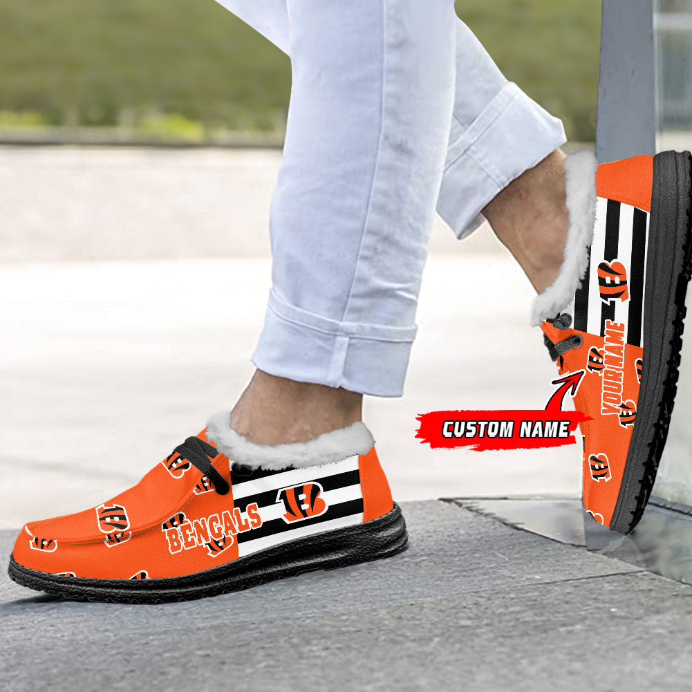 Healalio Cincinnati Bengals Lace Up Loafers Fur Lining 2026