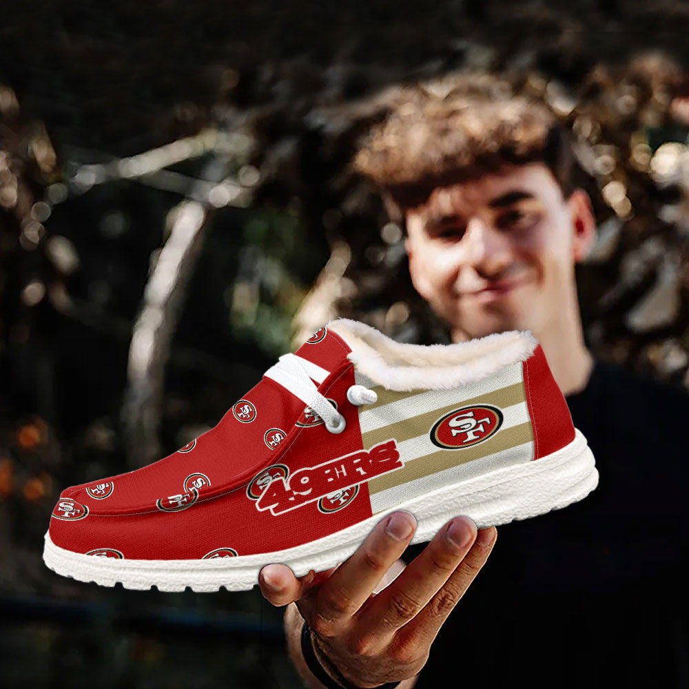 Healalio San Francisco 49ers Lace Up Loafers Fur Lining 2026