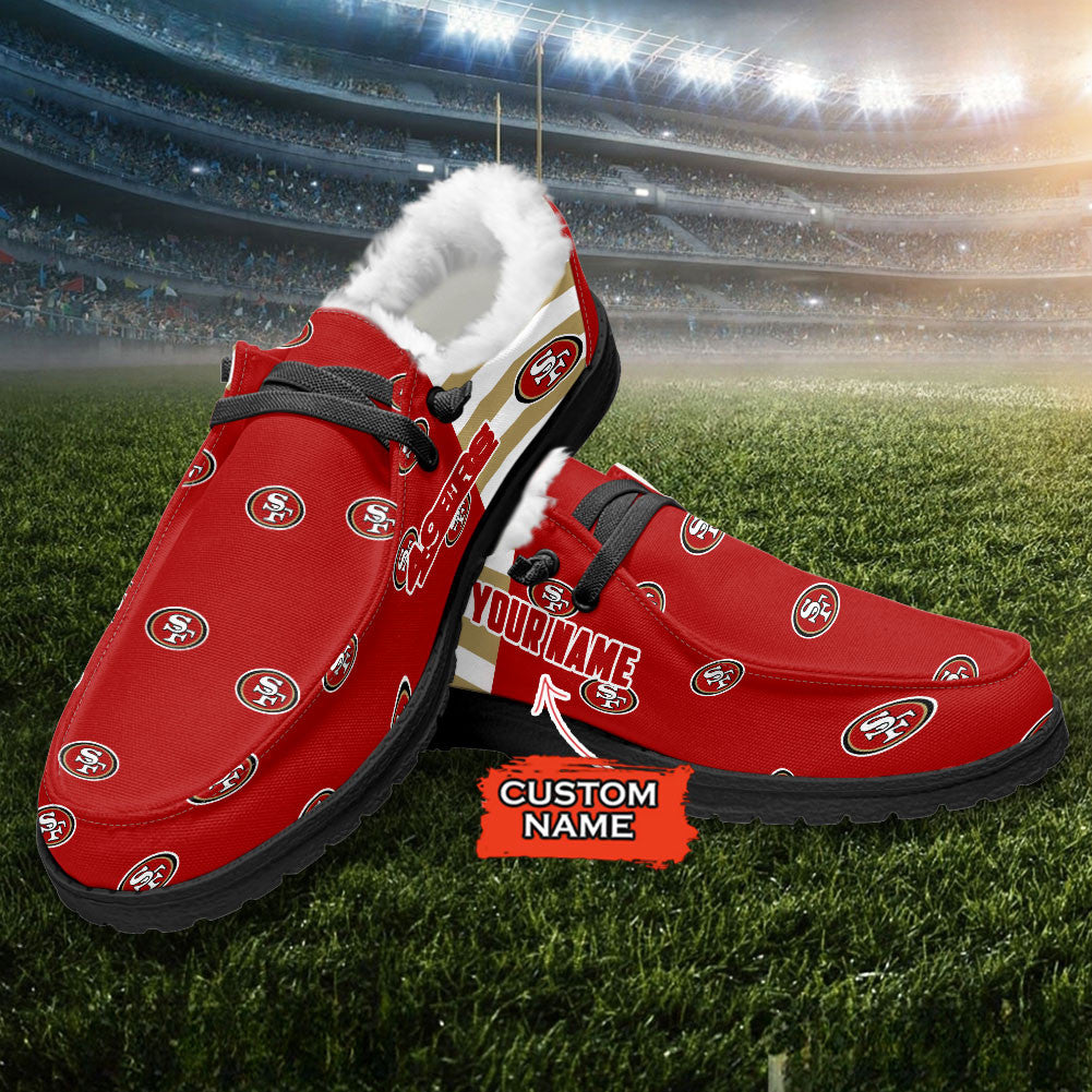 Healalio San Francisco 49ers Lace Up Loafers Fur Lining 2026