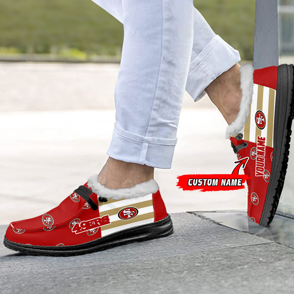 Healalio San Francisco 49ers Lace Up Loafers Fur Lining 2026