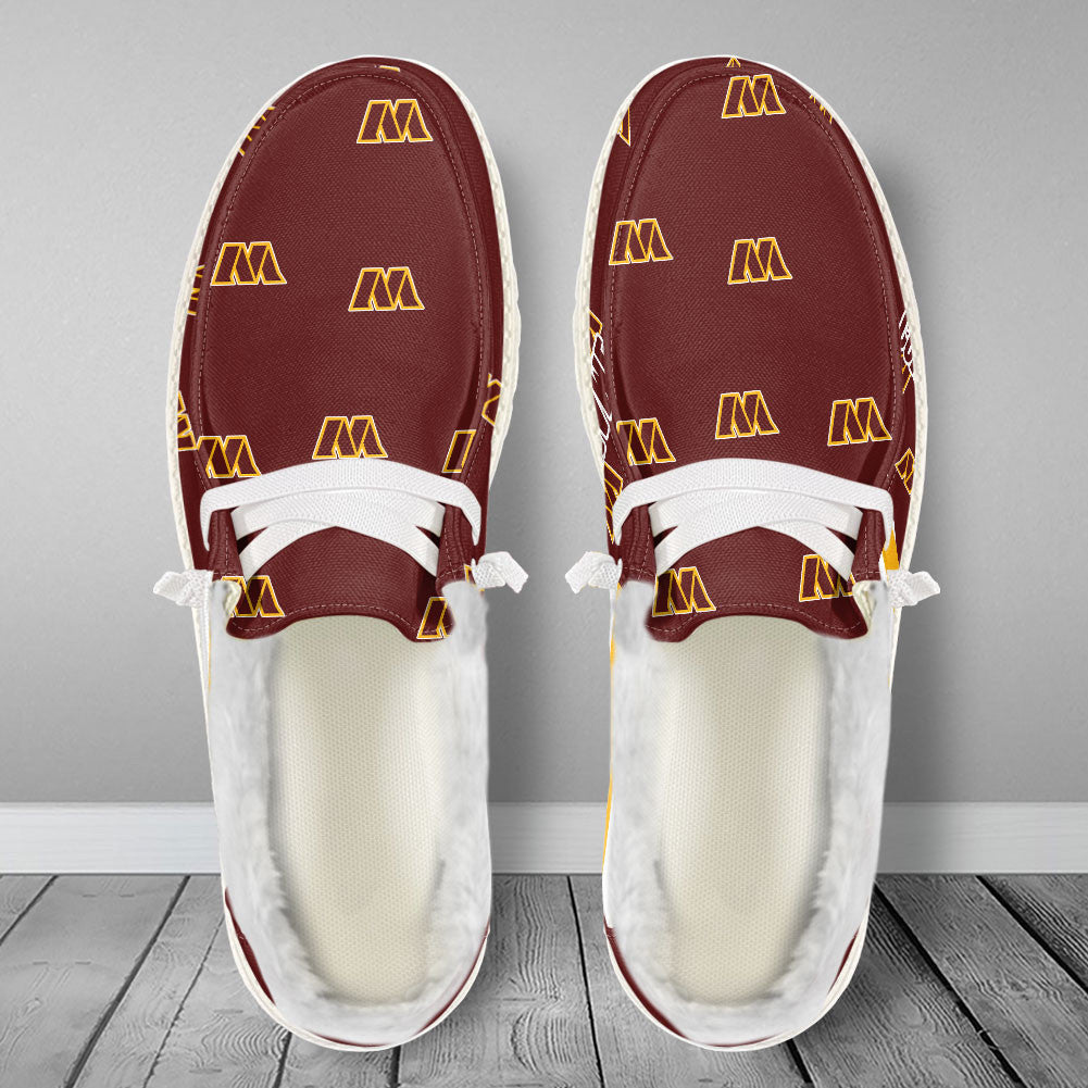 Healalio Washington Commanders Lace Up Loafers Fur Lining 2026