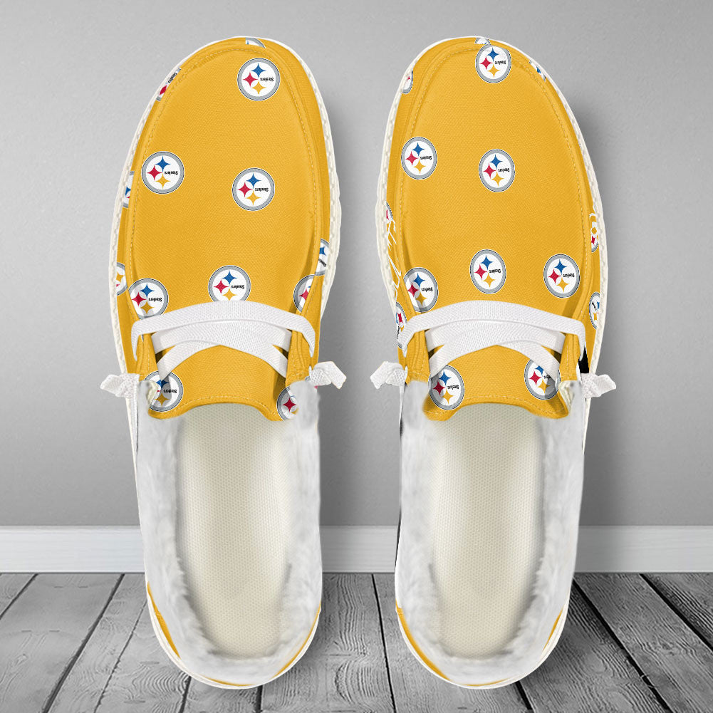 Healalio Pittsburgh Steelers Lace Up Loafers Fur Lining 2026