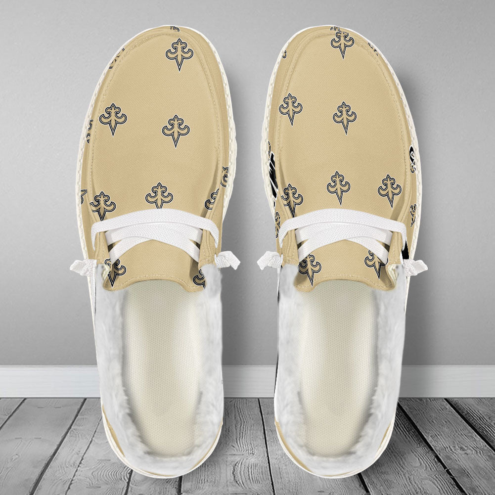 Healalio New Orleans Saints Lace Up Loafers Fur Lining 2026