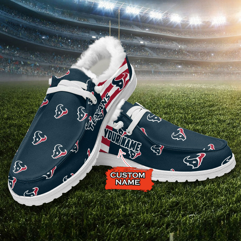 Healalio Houston Texans Lace Up Loafers Fur Lining 2026