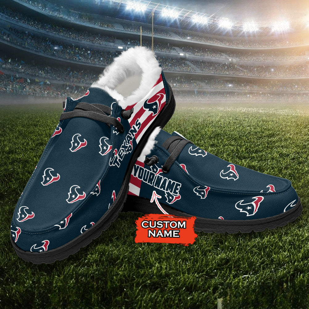 Healalio Houston Texans Lace Up Loafers Fur Lining 2026
