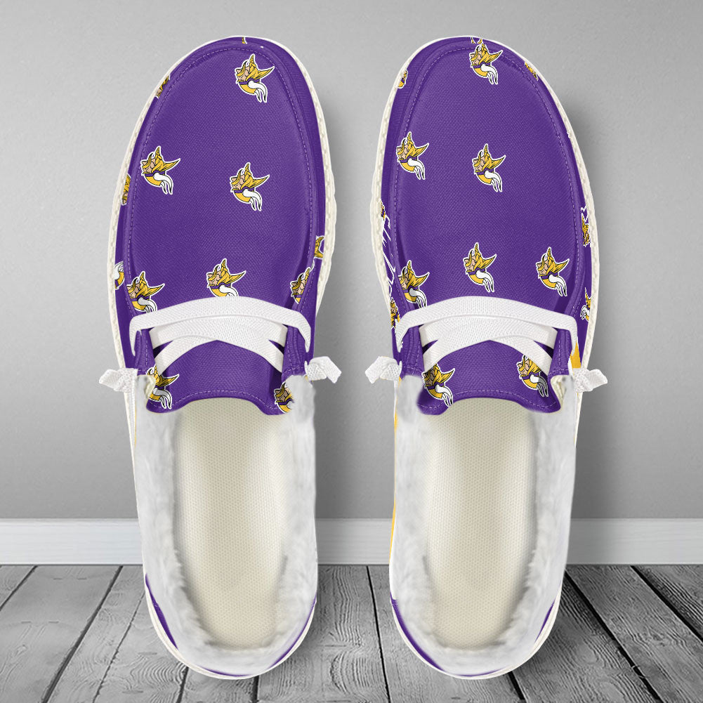 Healalio Minnesota Vikings Lace Up Loafers Fur Lining 2026