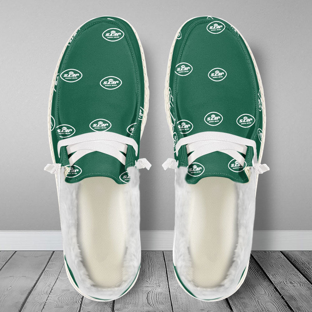 Healalio New York Jets Lace Up Loafers Fur Lining 2026