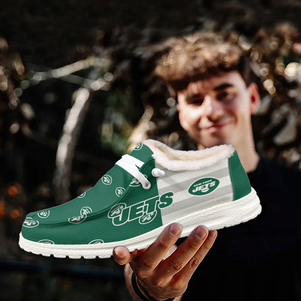 Healalio New York Jets Lace Up Loafers Fur Lining 2026