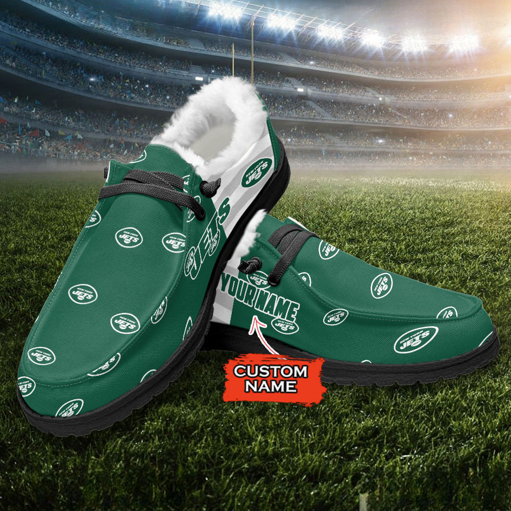 Healalio New York Jets Lace Up Loafers Fur Lining 2026