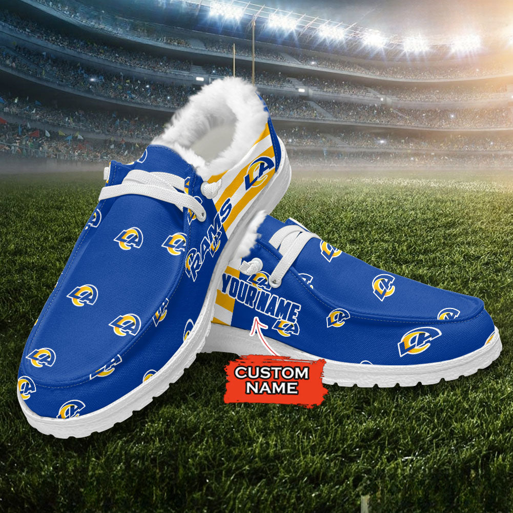 Healalio Los Angeles Rams Lace Up Loafers Fur Lining 2026