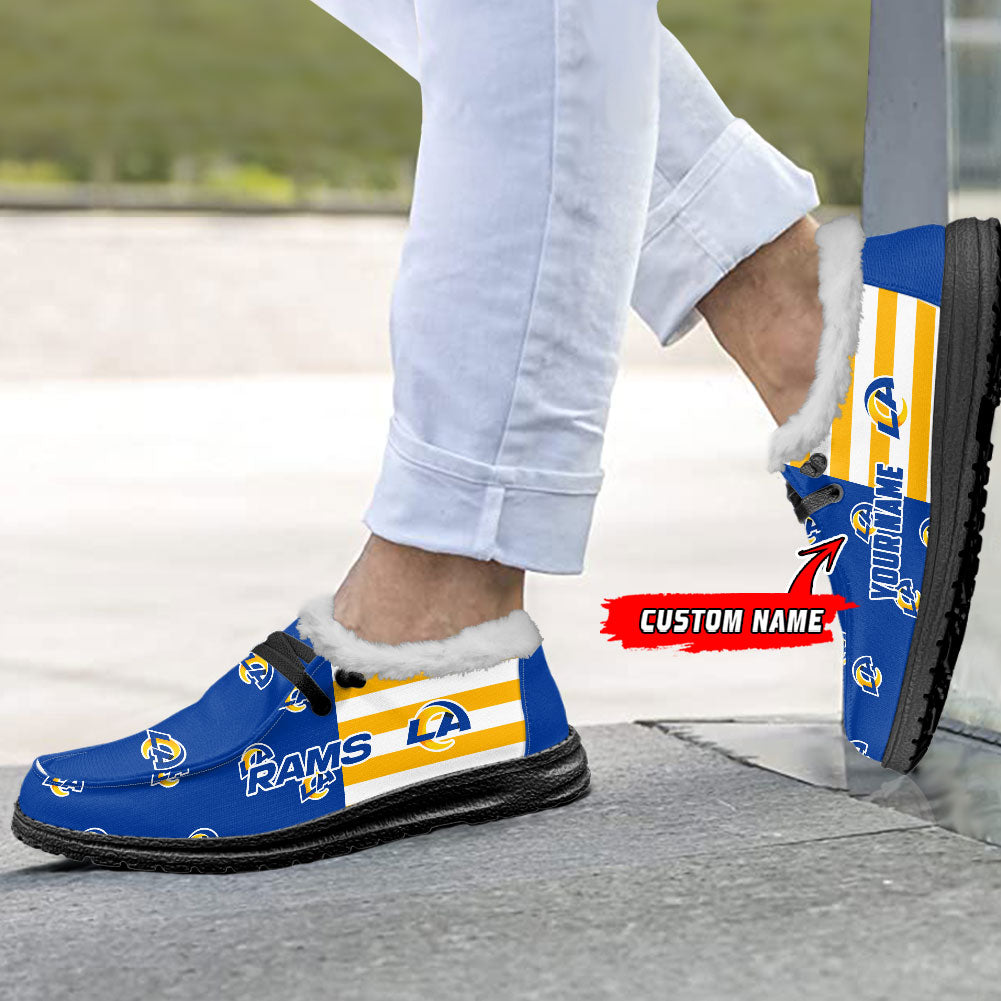 Healalio Los Angeles Rams Lace Up Loafers Fur Lining 2026