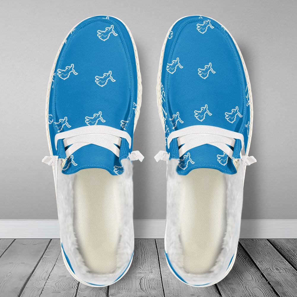 Healalio Detroit Lions Lace Up Loafers Fur Lining 2026