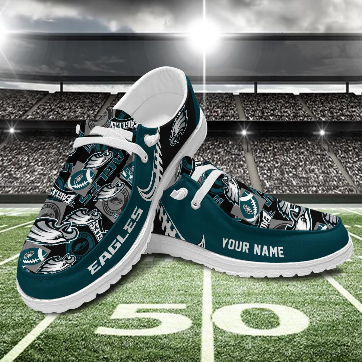 Healalio Philadelphia Eagles Lace Up Loafers 2026