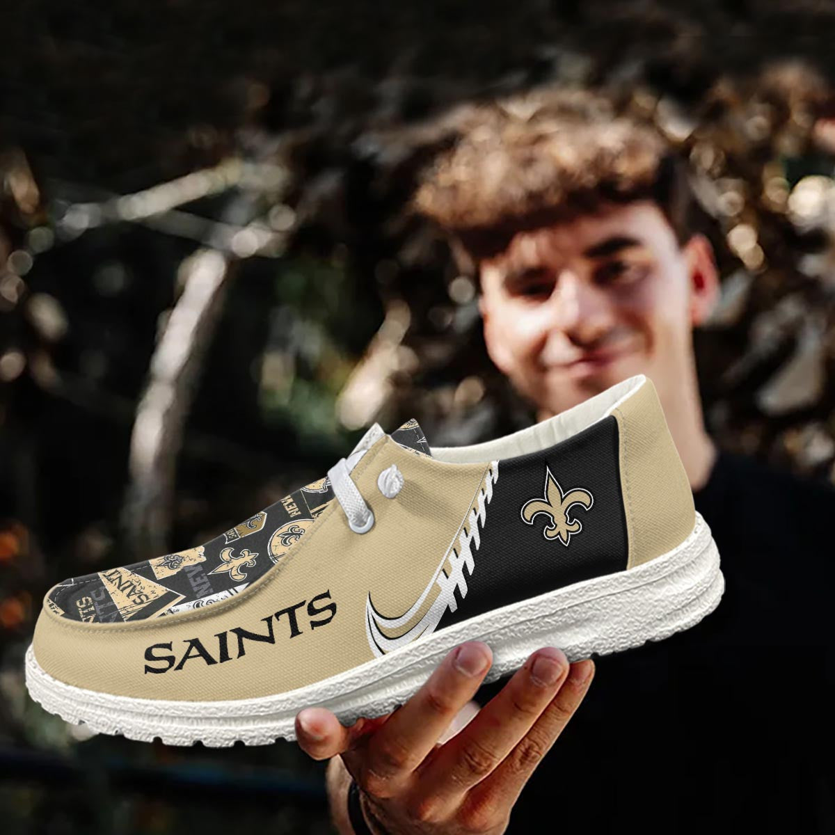 Healalio New Orleans Saints Lace Up Loafers 2026