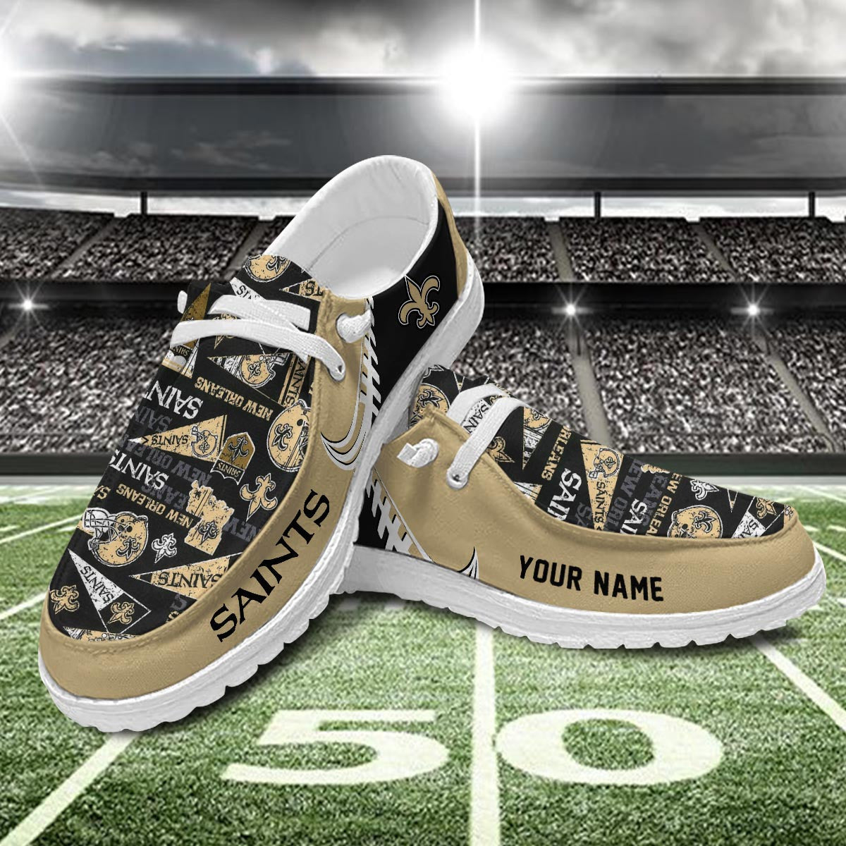 Healalio New Orleans Saints Lace Up Loafers 2026