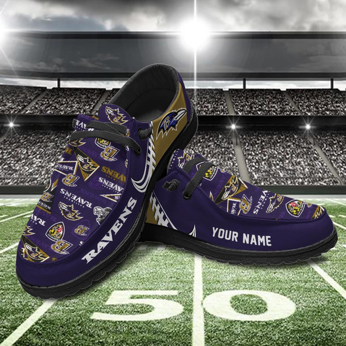 Healalio Baltimore Ravens Lace Up Loafers 2026