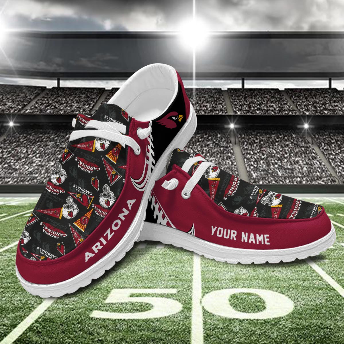 Healalio Arizona Cardinals Lace Up Loafers 2026