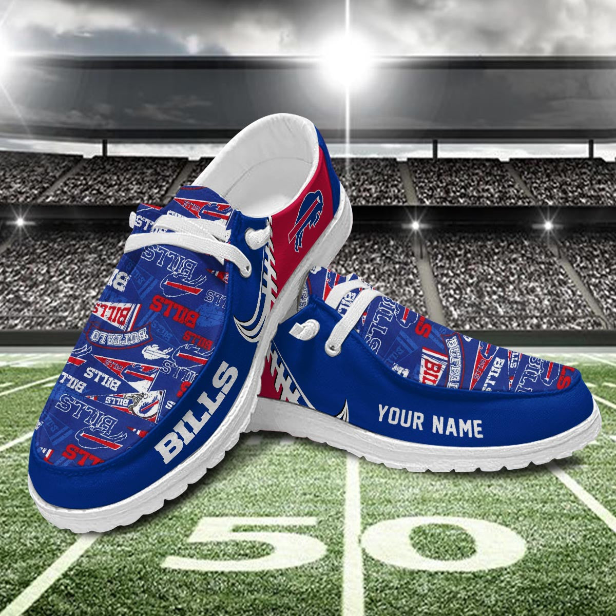 Healalio Buffalo Bills Lace Up Loafers 2026