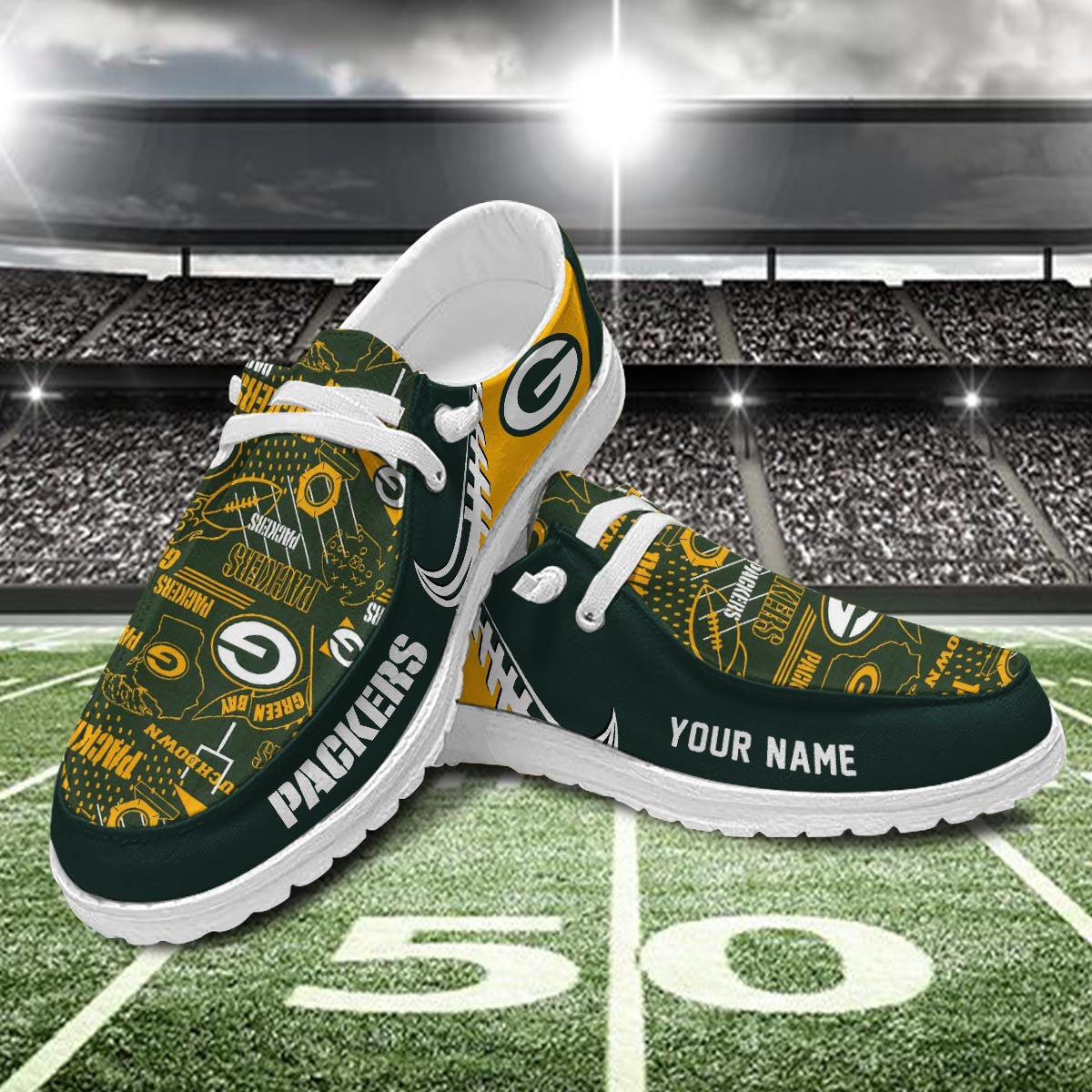 Healalio Green Bay Packers Lace Up Loafers 2026