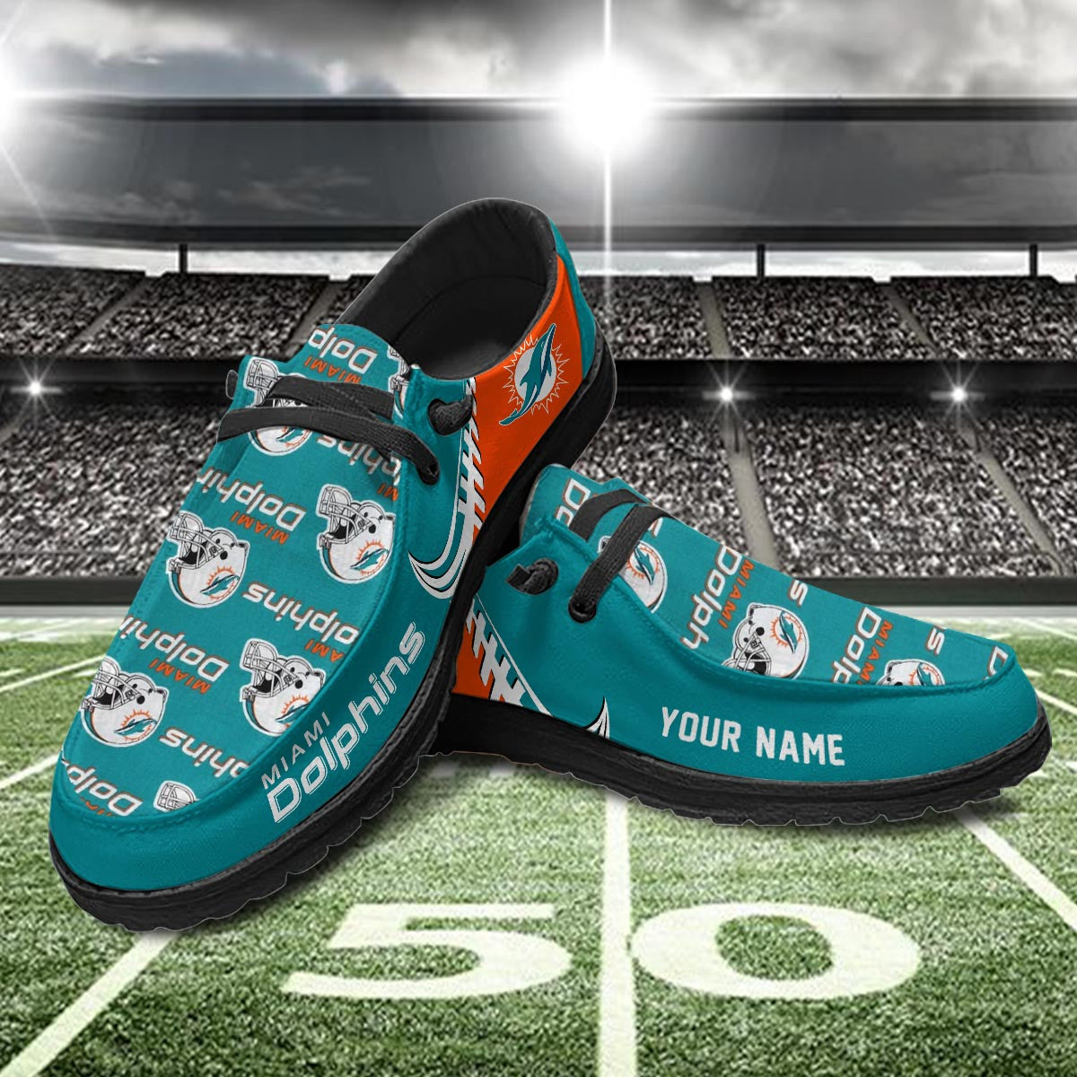 Healalio Miami Dolphins Lace Up Loafers 2026