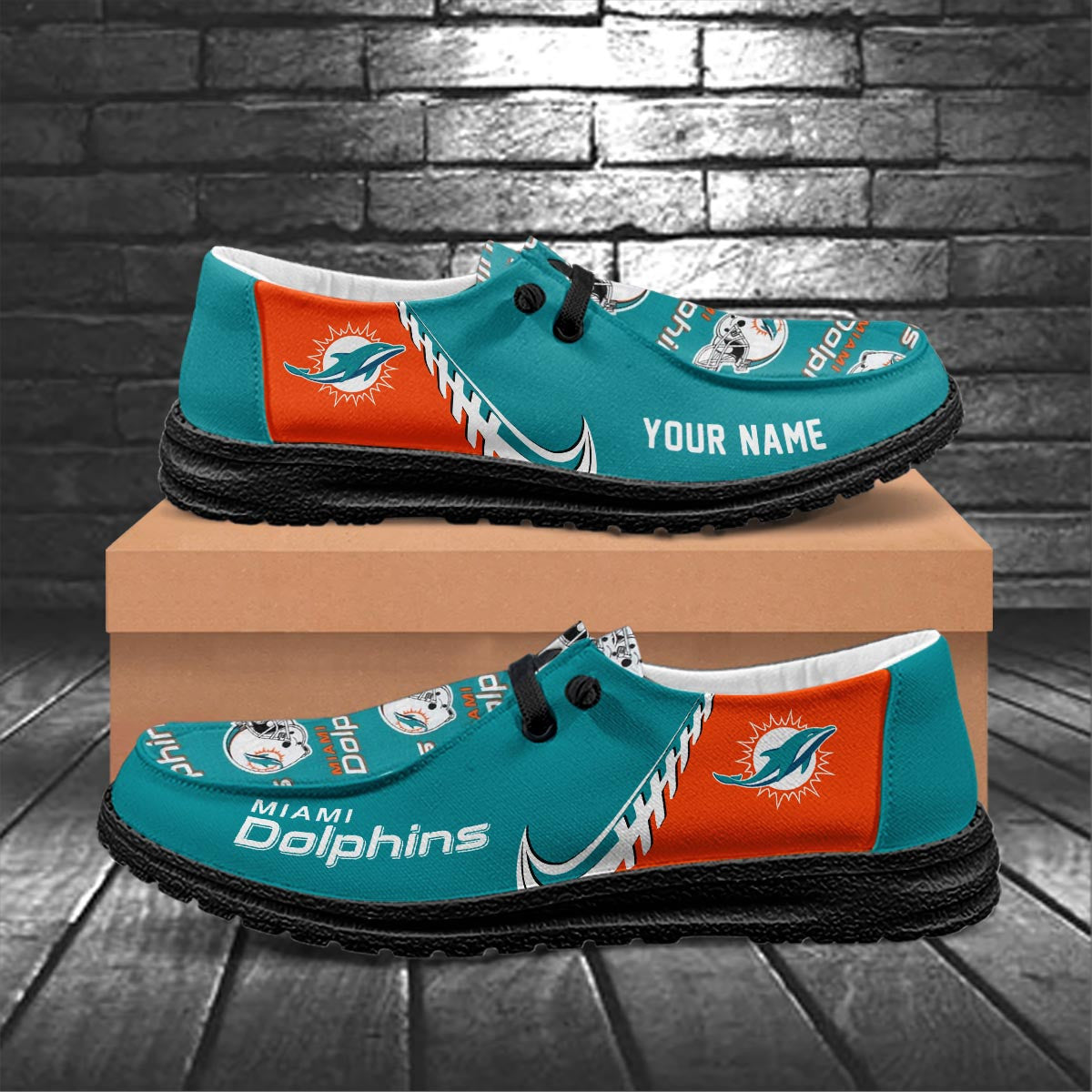 Healalio Miami Dolphins Lace Up Loafers 2026