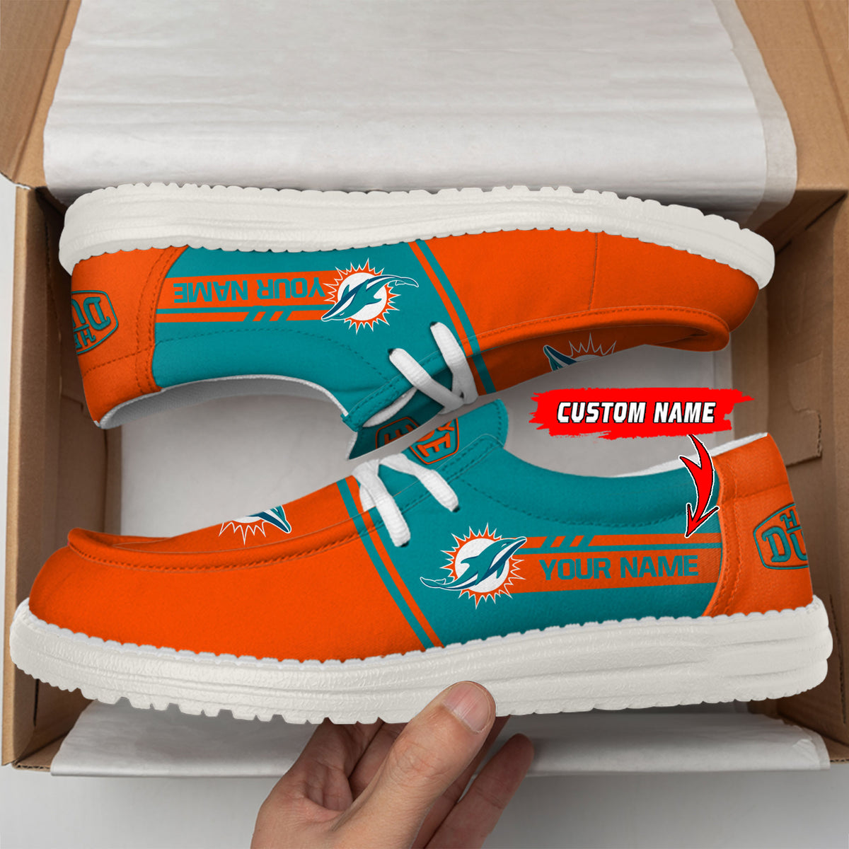 Healalio Miami Dolphins Lace Up Loafers 2026