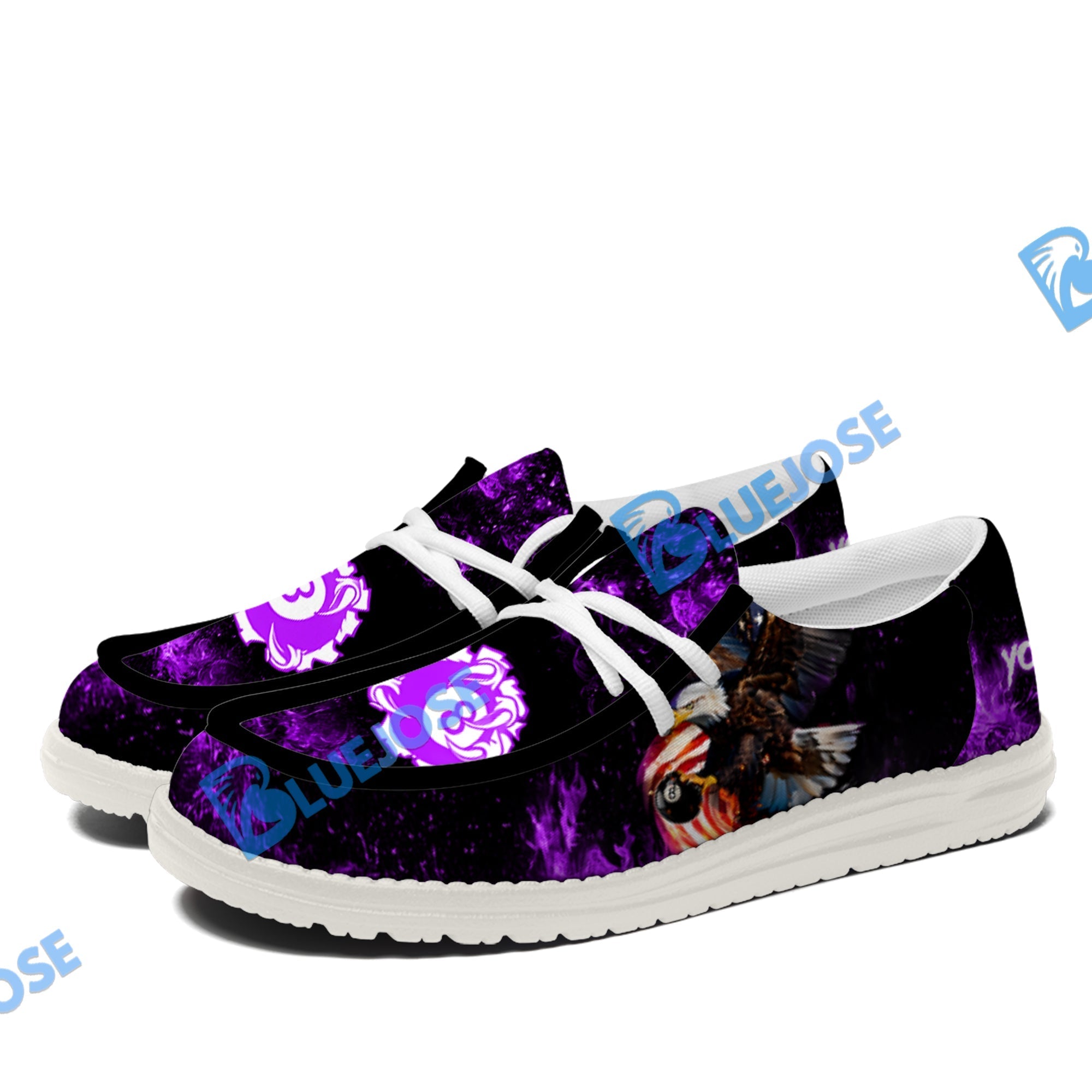 Billiard 8 Ball Eagle Fire Flame Lace Up Loafers 2026