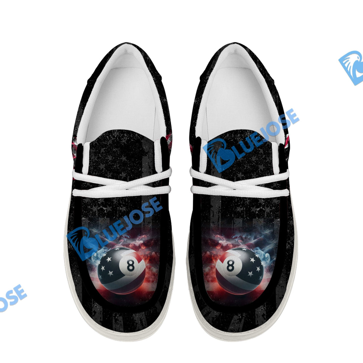 Billiards Ball 8 Pool Smoke US Flag Lace Up Loafers 2026