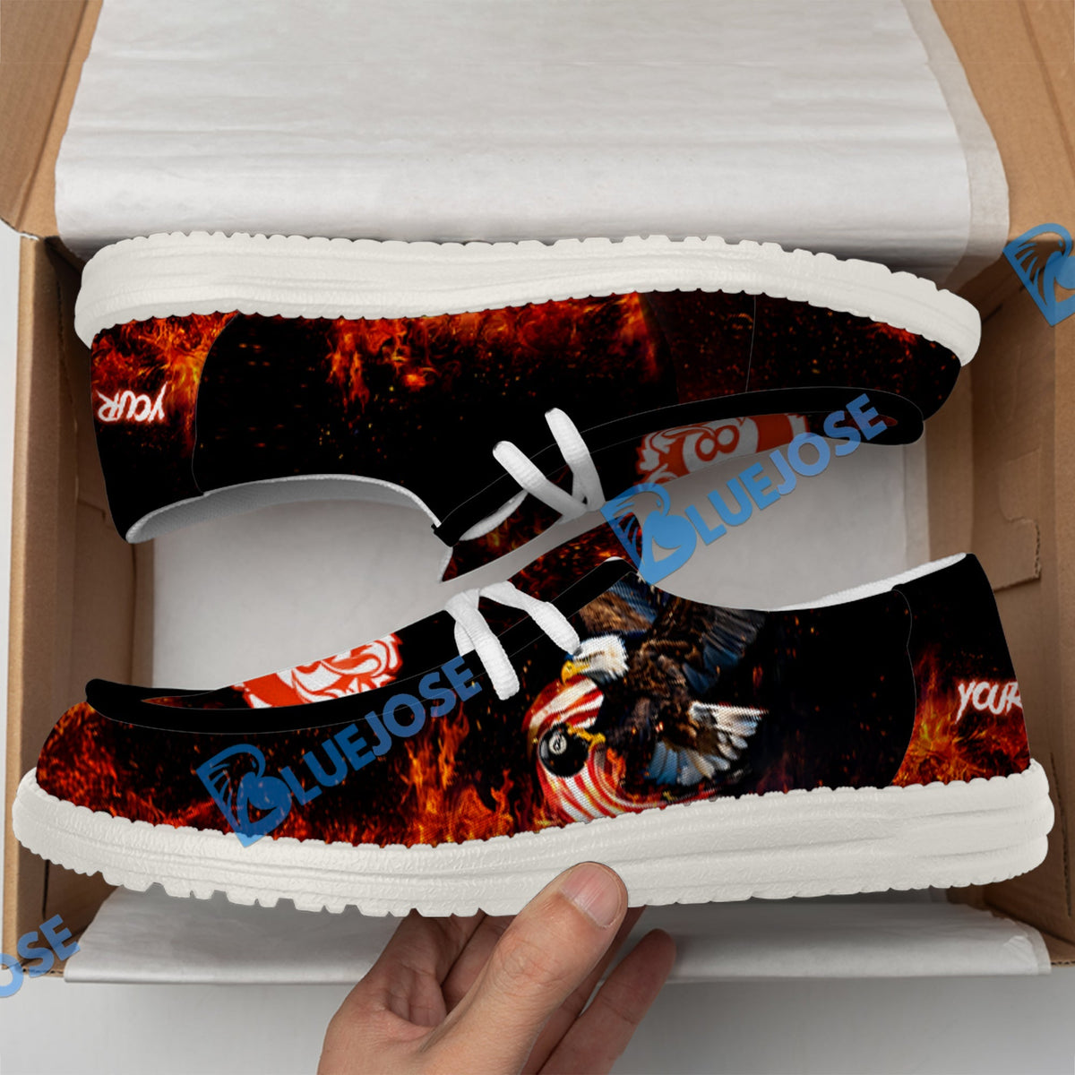 Billiard 8 Ball Eagle Fire Flame Lace Up Loafers 2026