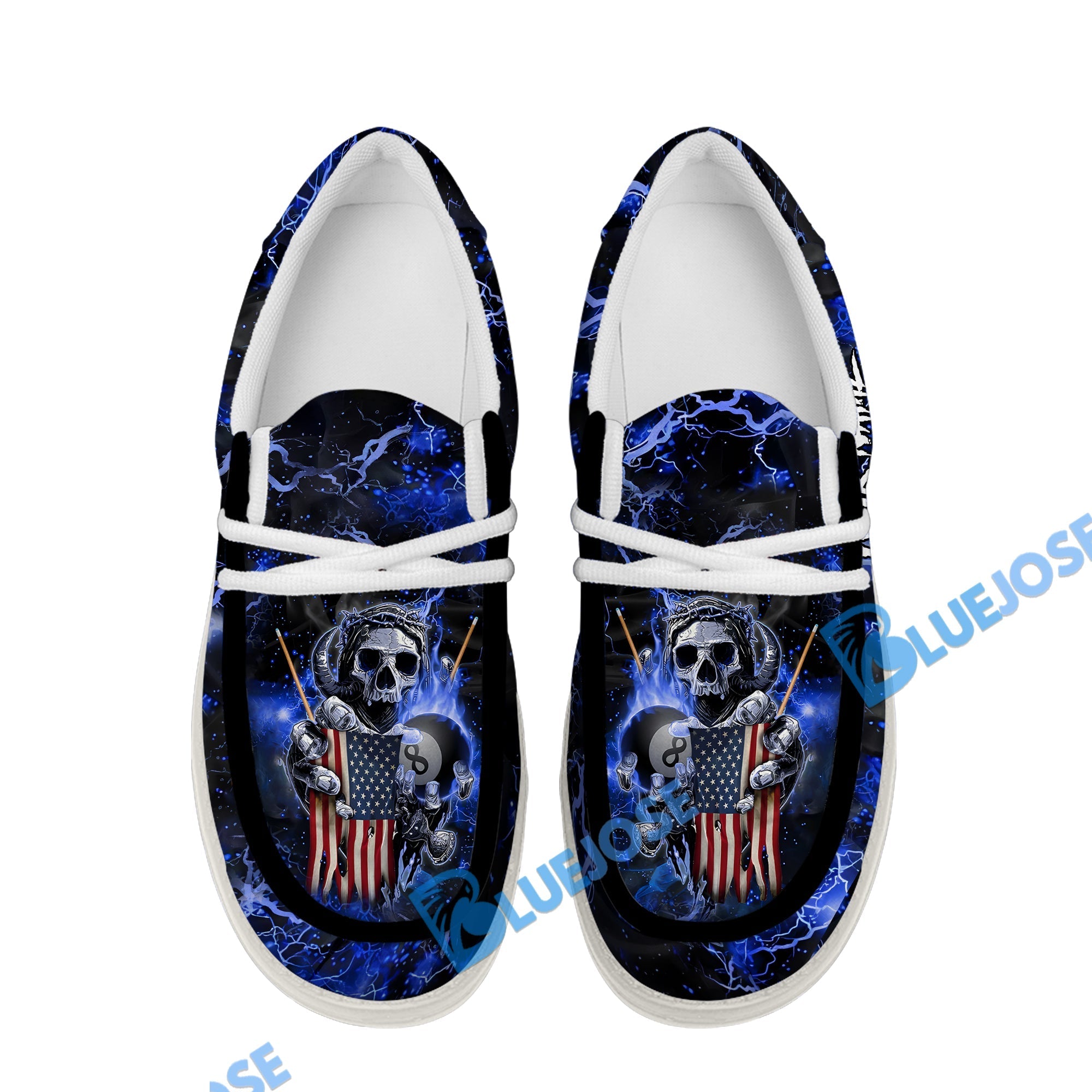 Billiards Ball 8 Fire US Flag Lace Up Loafers 2026