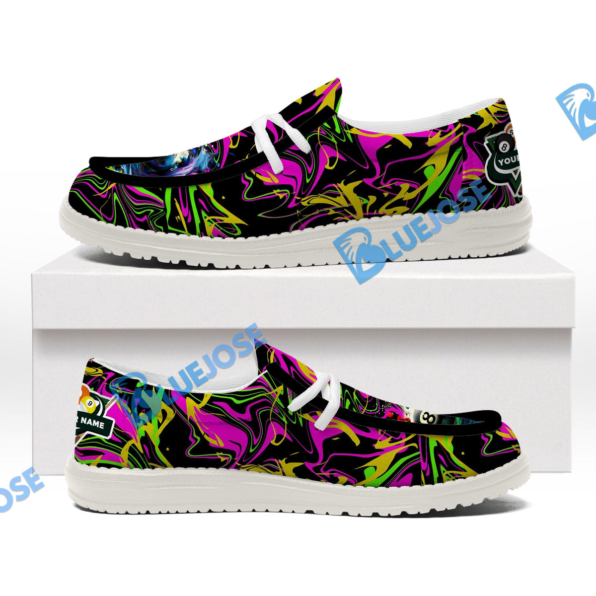 Billiards 8 Ball Graffiti Paint Splash Lace Up Loafers 2026