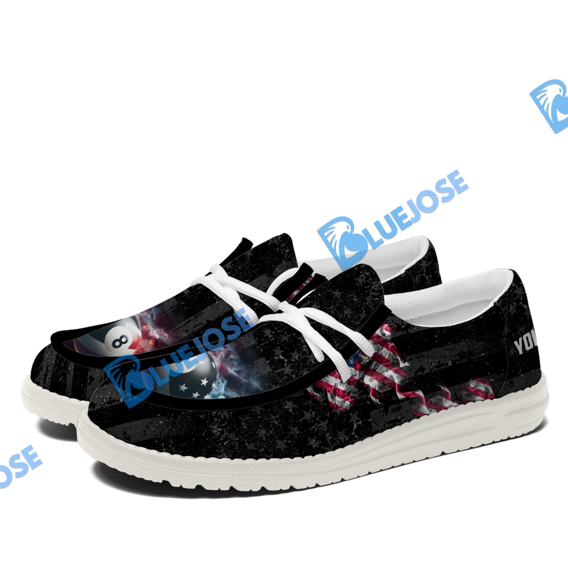 Billiards Ball 8 Pool Smoke US Flag Lace Up Loafers 2026