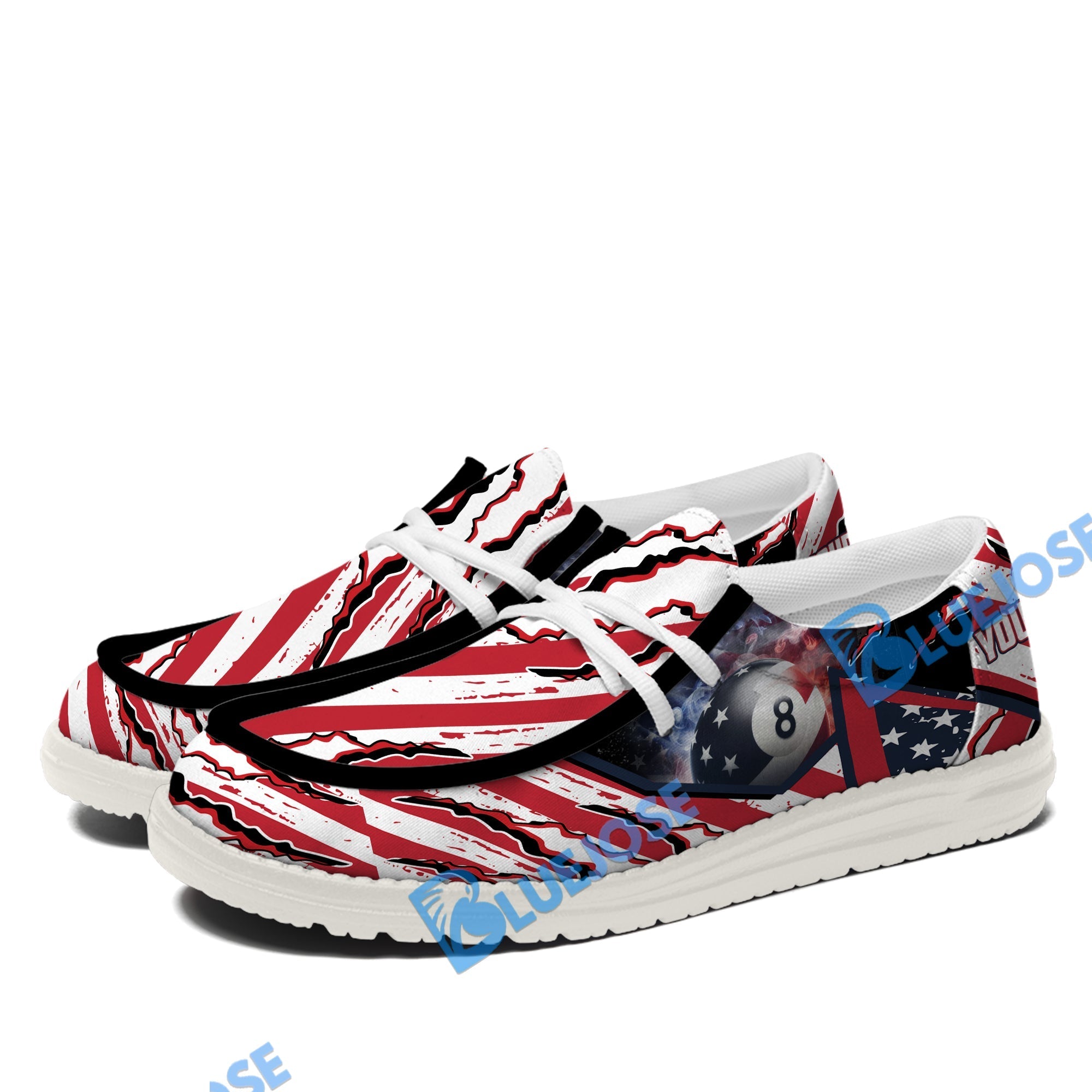 Billiards Ball 8 American Flag Patriot Lace Up Loafers 2026