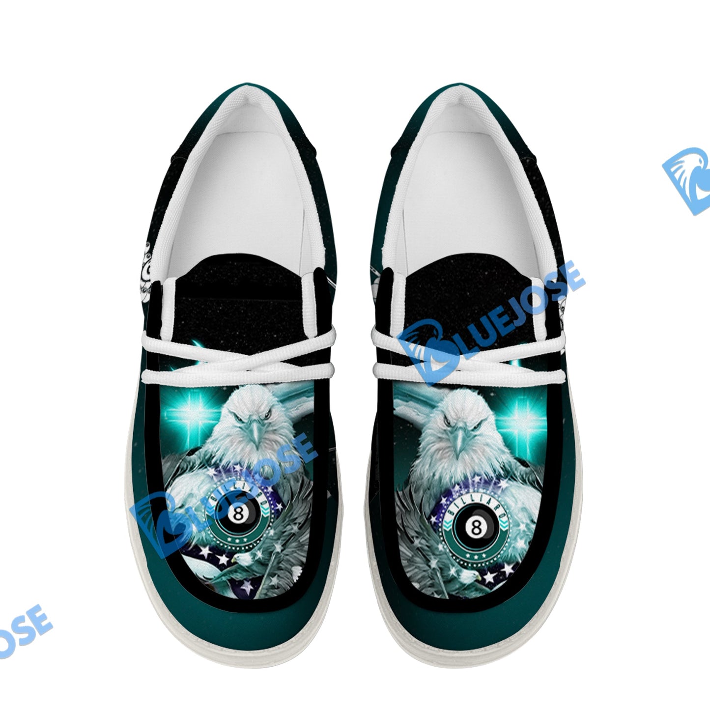 Billiards Ball 8 Cross Eagle American Flag  Lace Up Loafers 2026