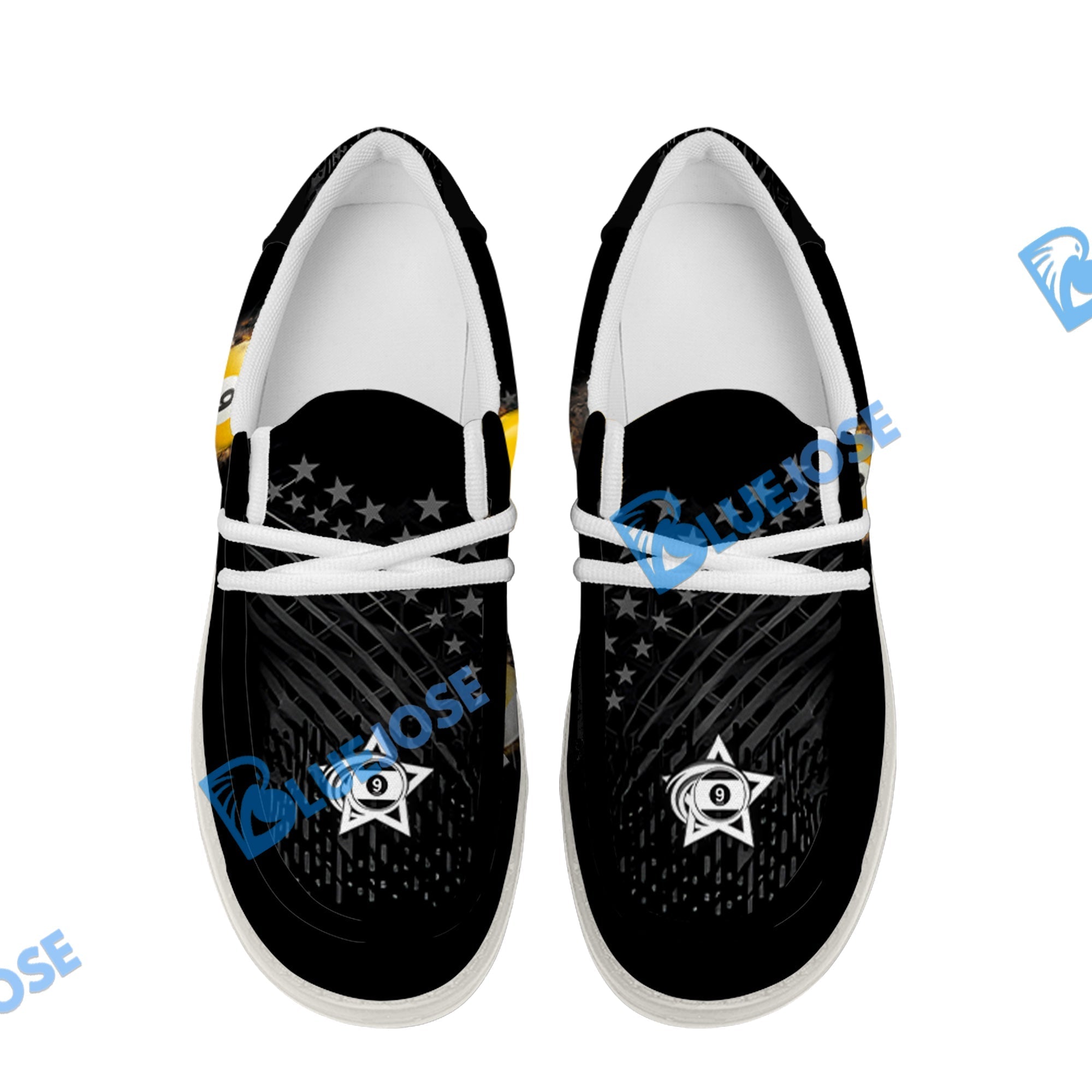 Billiards Ball 9 Fire Black US Flag Lace Up Loafers 2026