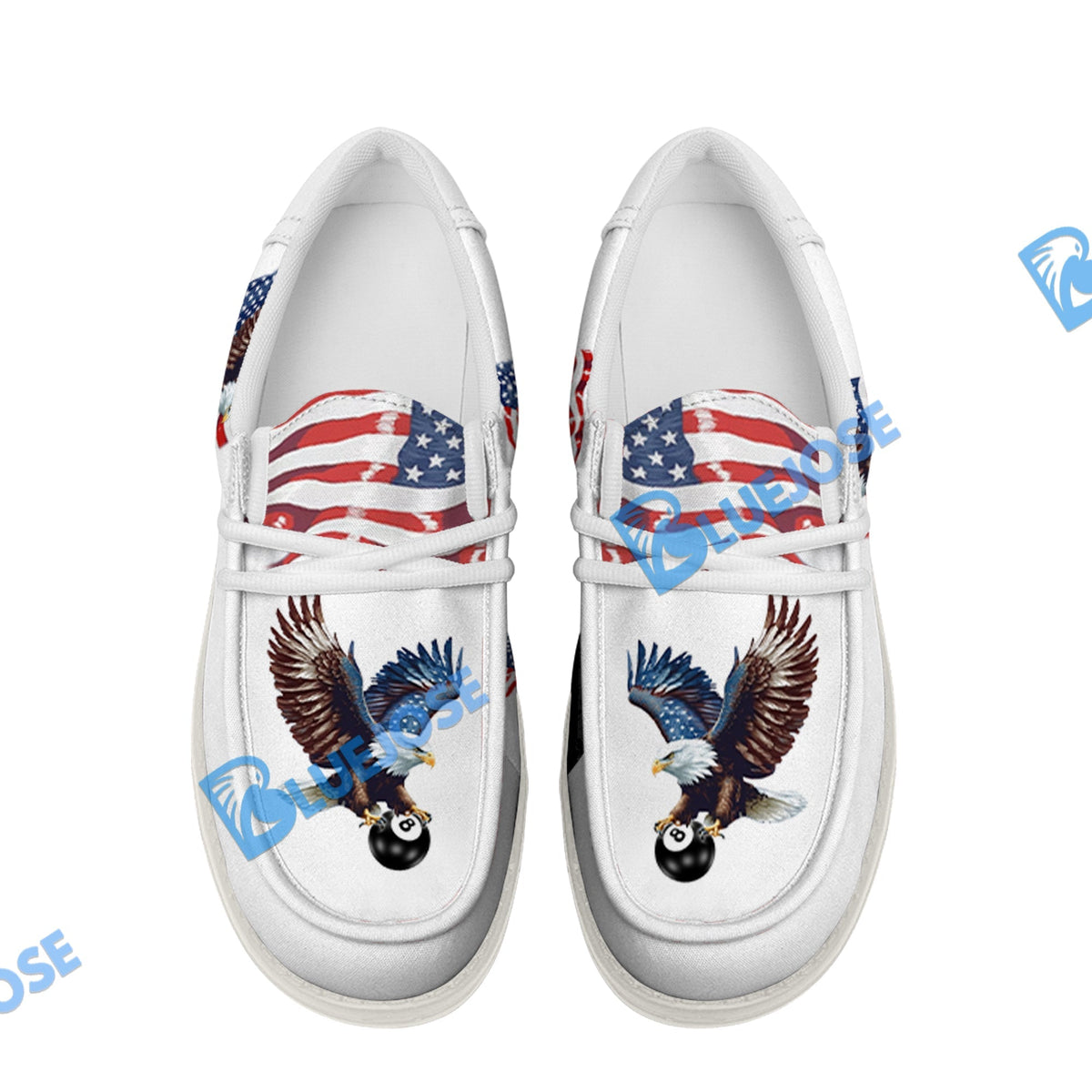 Billiards 8 Ball Eagle US Flag Retro Lace Up Loafers 2026