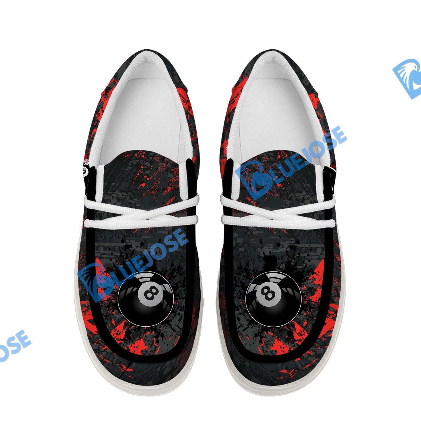 Billiards 8 Ball Black Stains Grunge Lace Up Loafers 2026