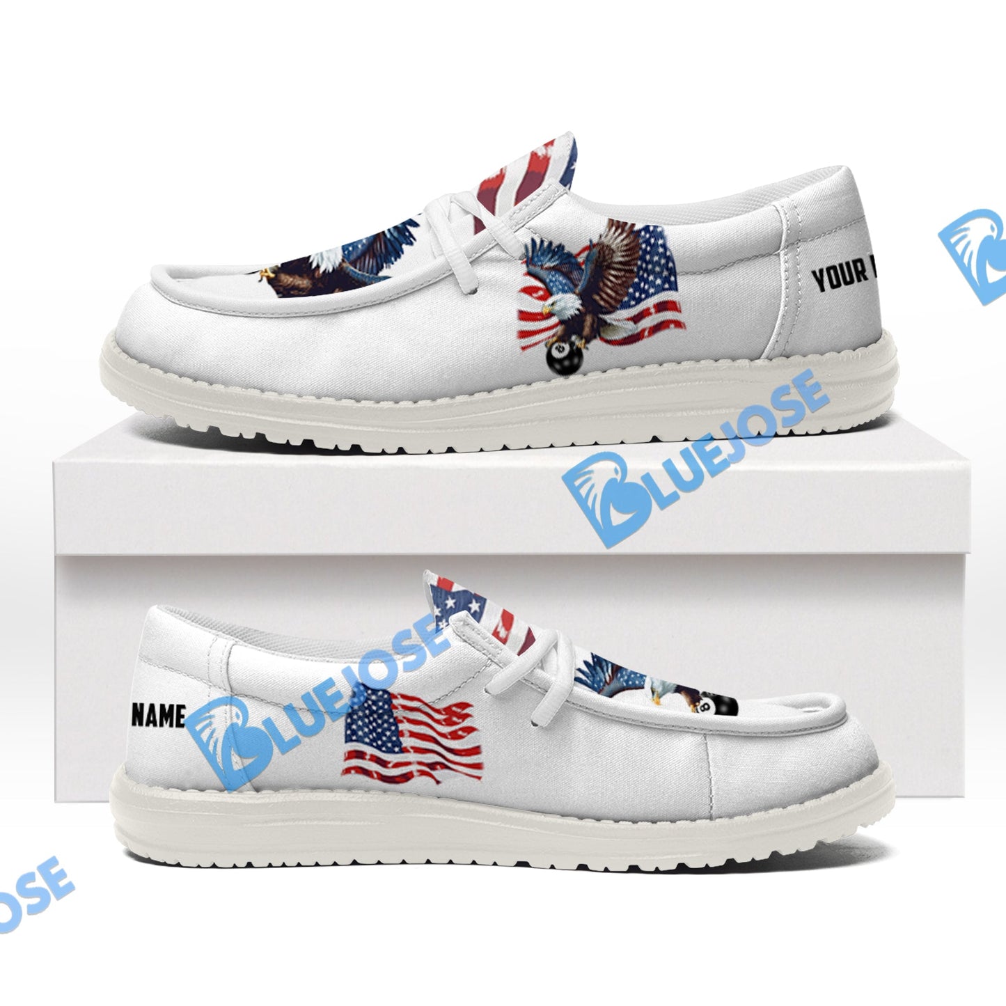 Billiards 8 Ball Eagle US Flag Retro Lace Up Loafers 2026