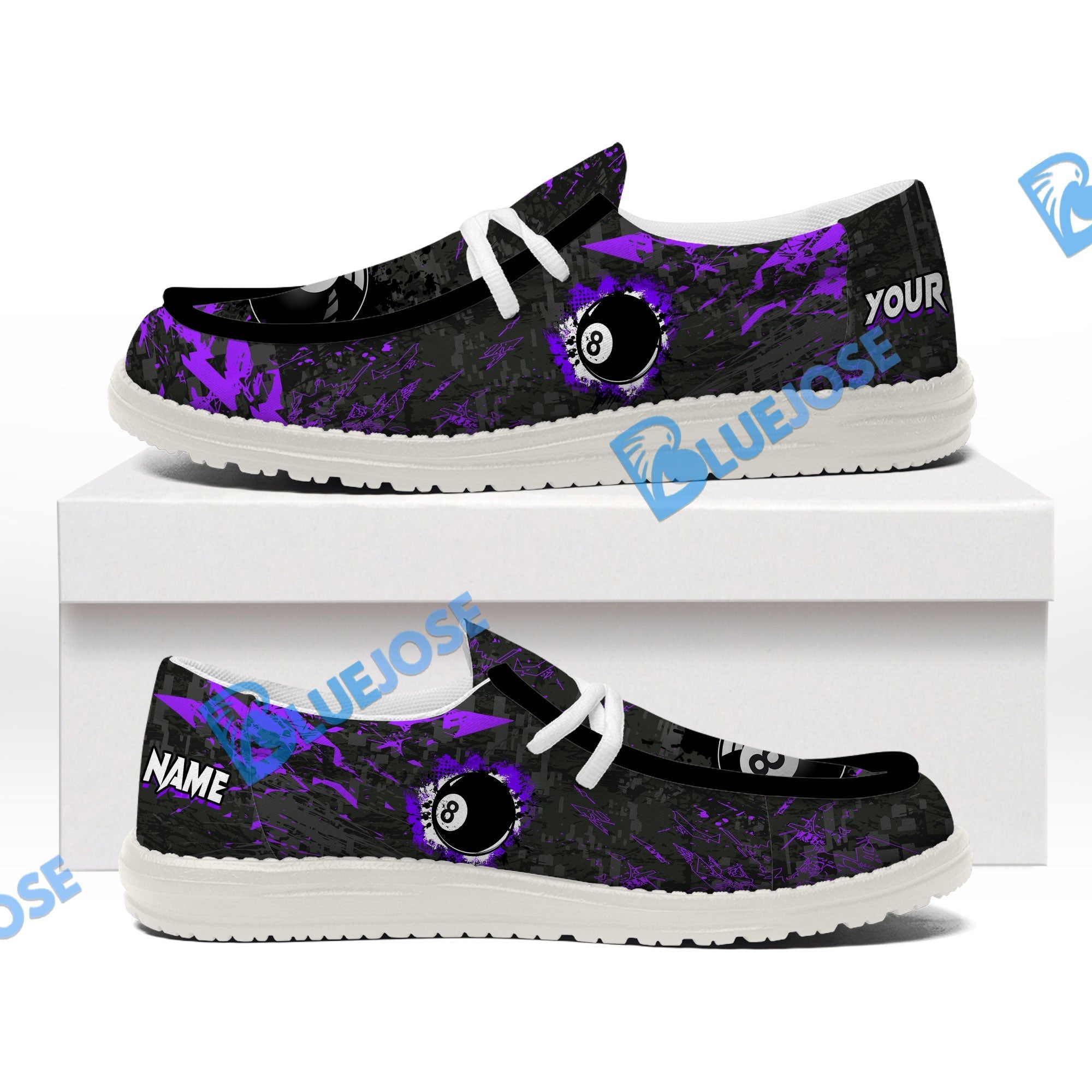 Billiards 8 Ball Black Stains Grunge Lace Up Loafers 2026